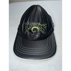 St. Louis Rams Leather NFL Snapback Hat Cap Vintage Black Rams